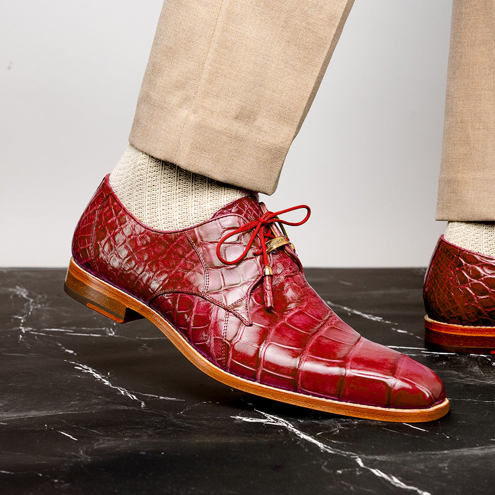 Belvedere Lago Genuine American Alligator Shoes Red