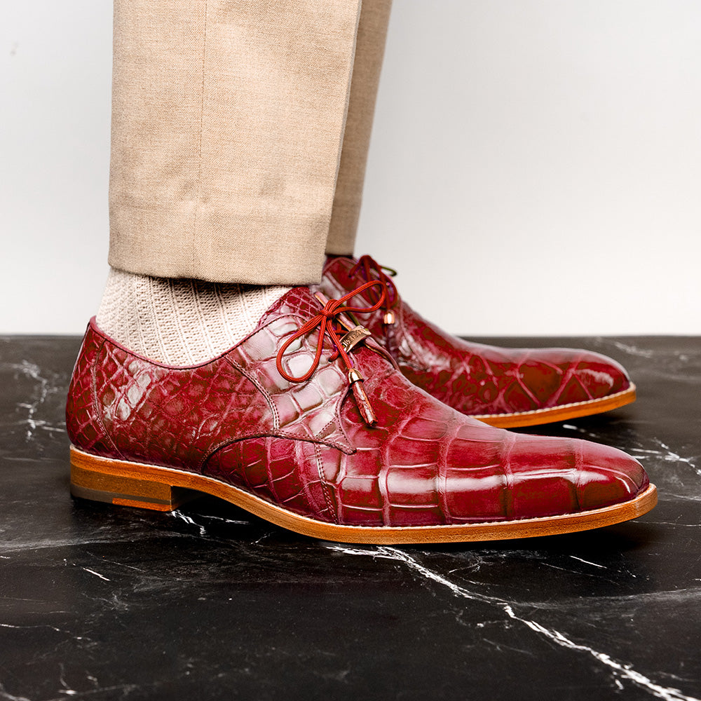 Belvedere Lago Genuine American Alligator Shoes Red