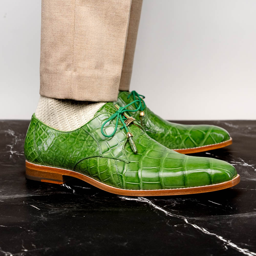Belvedere Lago Genuine American Alligator Shoes Pistacchio (14010