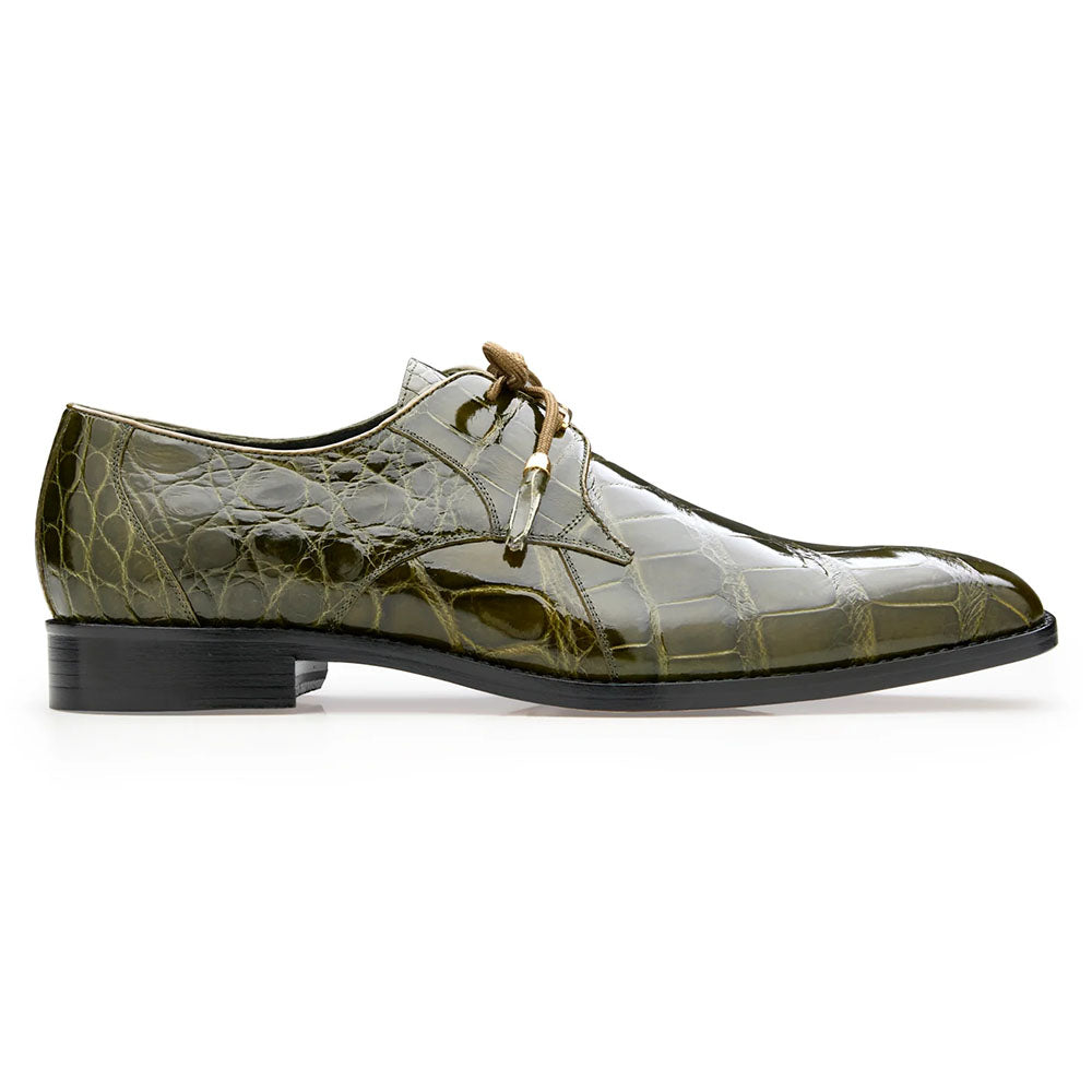 Belvedere Lago Genuine American Alligator Shoes Olive (14010)