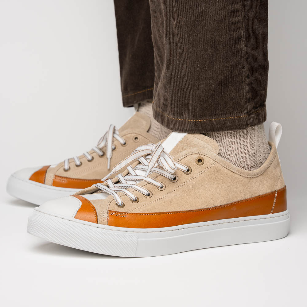 Zelli Lando Sueded Goatskin Sneakers Taupe (65-360-TPE)
