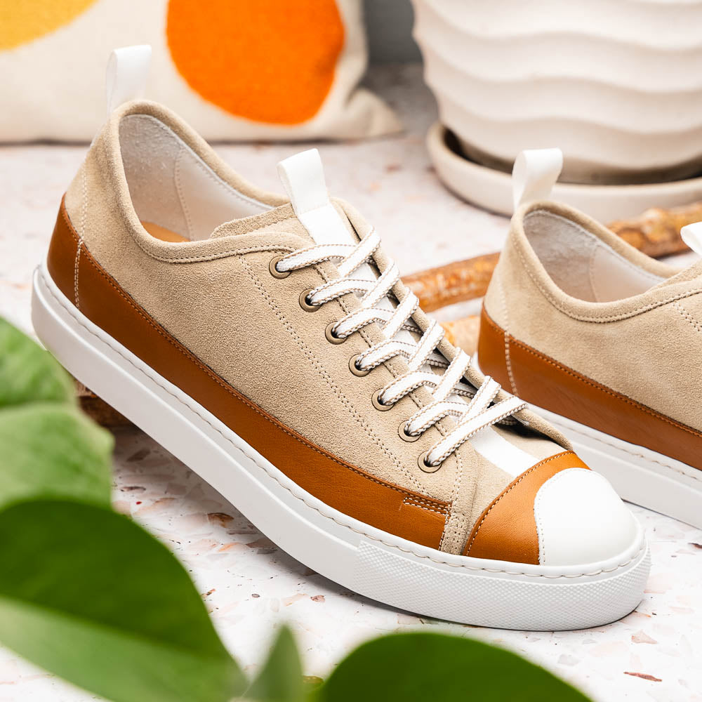 Zelli Lando Sueded Goatskin Sneakers Taupe (65-360-TPE)