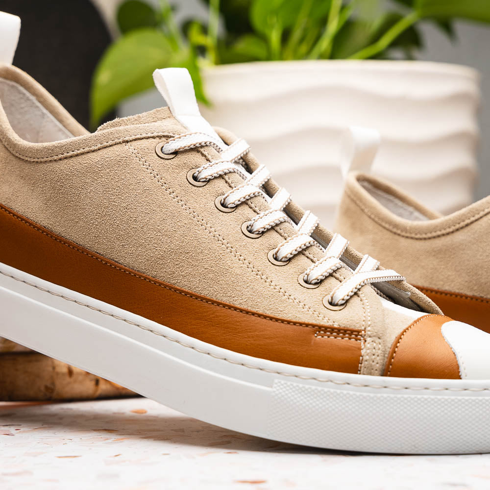 Zelli Lando Sueded Goatskin Sneakers Taupe (65-360-TPE)