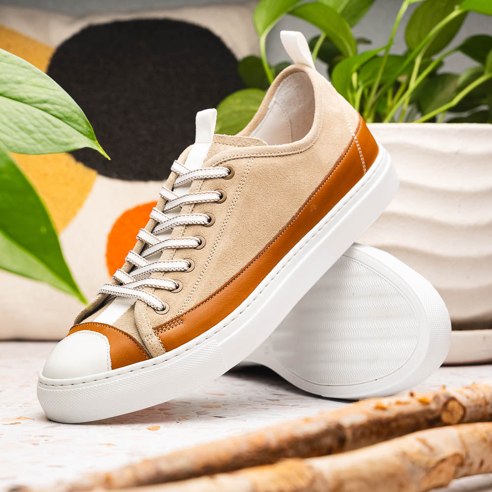 Zelli Lando Sueded Goatskin Sneakers Taupe (65-360-TPE)
