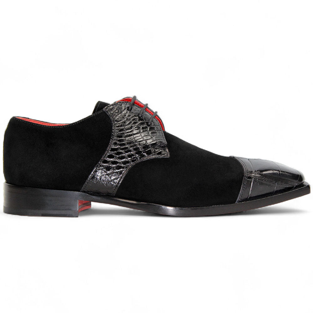 Fennix Landon Alligator & Suede Shoes Black