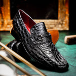 Marco Di Milano Landro Caiman Crocodile Bit Loafers Black
