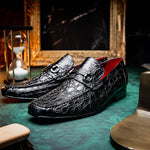 Marco Di Milano Landro Caiman Crocodile Bit Loafers Black