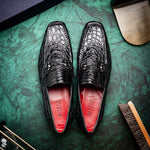 Marco Di Milano Landro Caiman Crocodile Bit Loafers Black