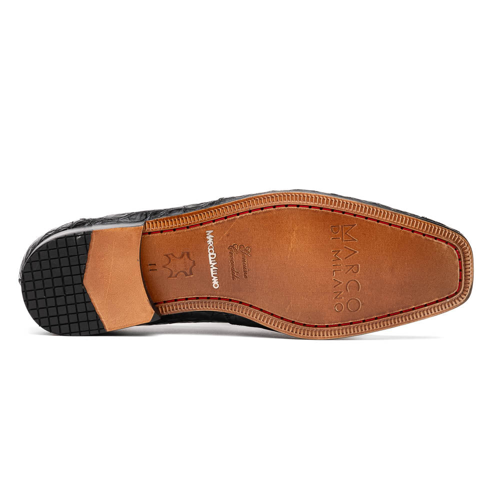 Marco Di Milano Landro Caiman Crocodile Bit Loafers Black