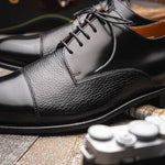 Calzoleria Toscana Lauro Cordovan & Deerskin Cap Toe Shoes Black