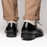 Calzoleria Toscana Lauro Cordovan & Deerskin Cap Toe Shoes Black