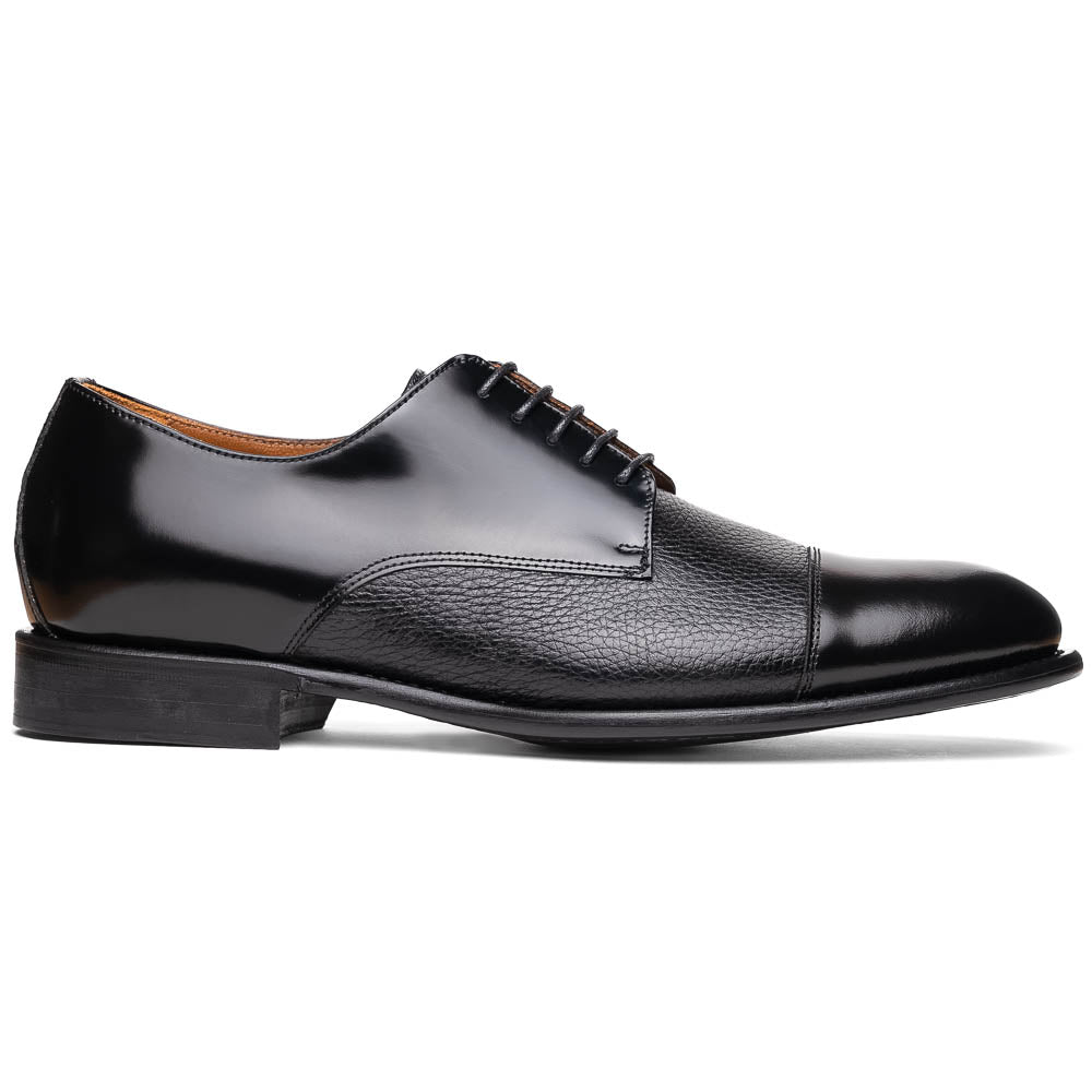 Calzoleria Toscana Lauro Cordovan & Deerskin Cap Toe Shoes Black