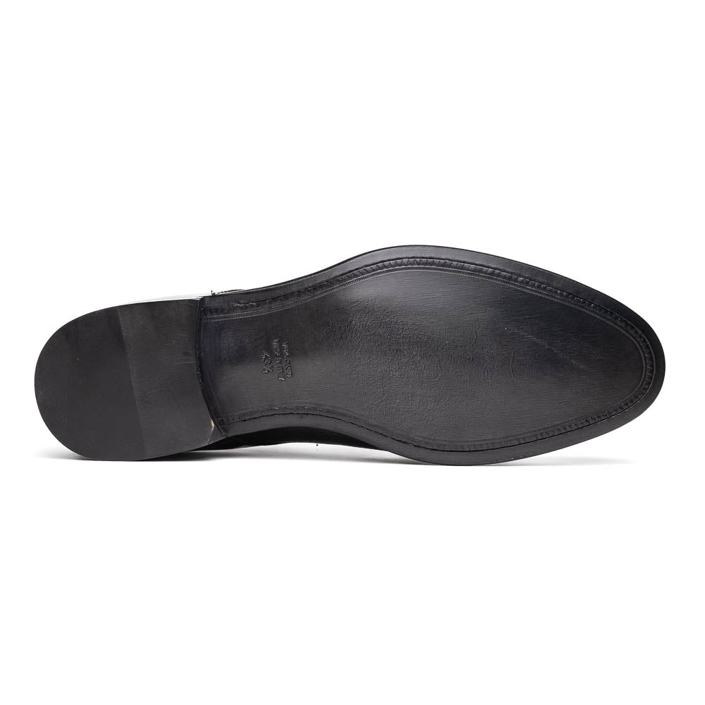 Calzoleria Toscana Lauro Cordovan & Deerskin Cap Toe Shoes Black