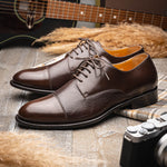 Calzoleria Toscana Lauro Cordovan & Deerskin Cap Toe Shoes Dark Brown
