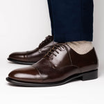 Calzoleria Toscana Lauro Cordovan & Deerskin Cap Toe Shoes Dark Brown