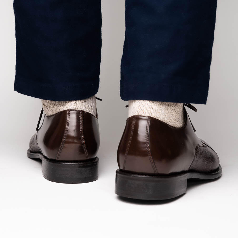 Calzoleria Toscana Lauro Cordovan & Deerskin Cap Toe Shoes Dark Brown