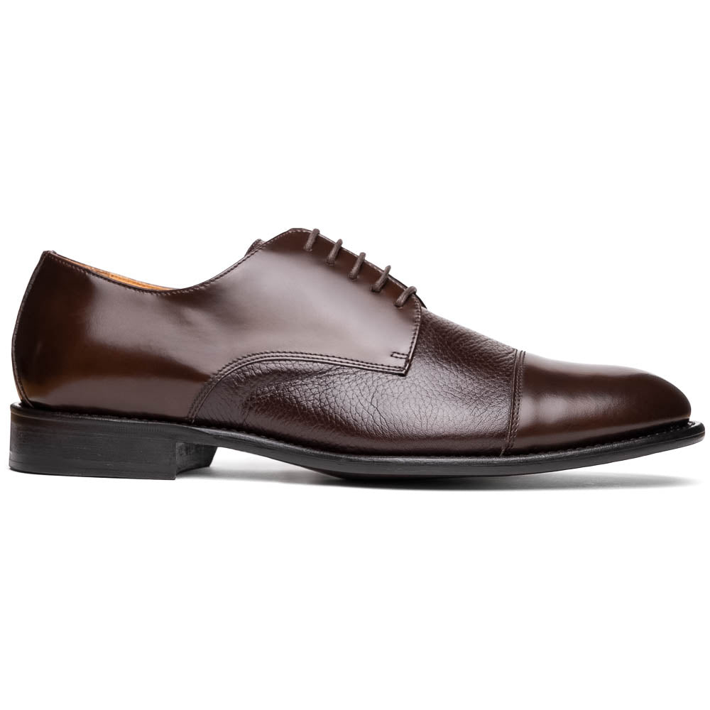 Calzoleria Toscana Lauro Cordovan & Deerskin Cap Toe Shoes Dark Brown