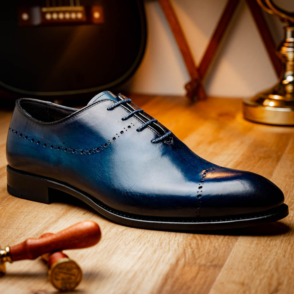 Harris Firenze 1913 Leather Stringed Shoes Blue | MensDesignerShoe.com