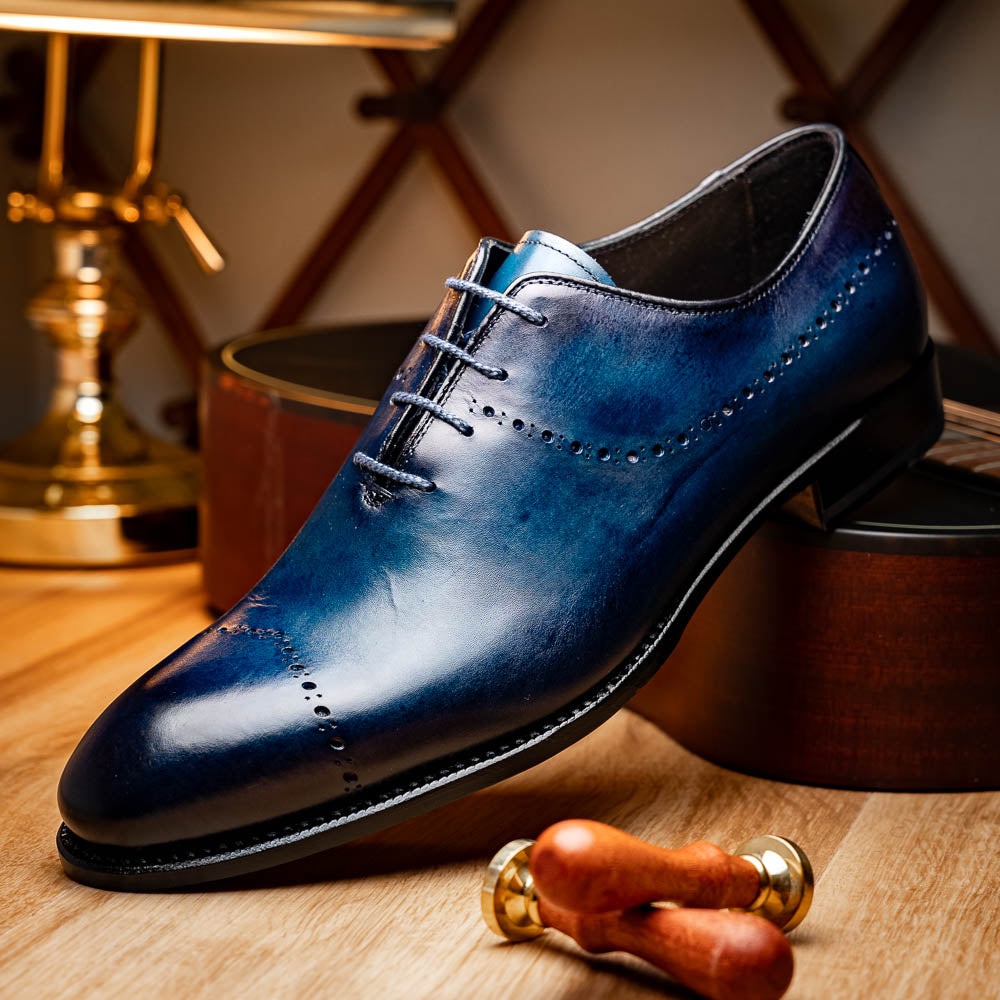 HARRISハリス フィレンツェ1913 シングルバックルレザーシューズ ブルー Harris Firenze 1913 Leather Stringed Shoes Blue