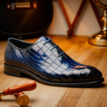 Harris Firenze 1913 Leather Stringed Wholecut Shoes Blue