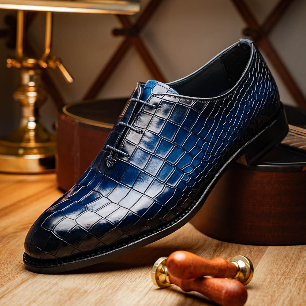Harris Firenze 1913 Leather Stringed Wholecut Shoes Blue