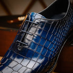 Harris Firenze 1913 Leather Stringed Wholecut Shoes Blue