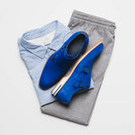 Zelli Legerra Suede Monk Strap Shoes Blue (56-100-BLU)