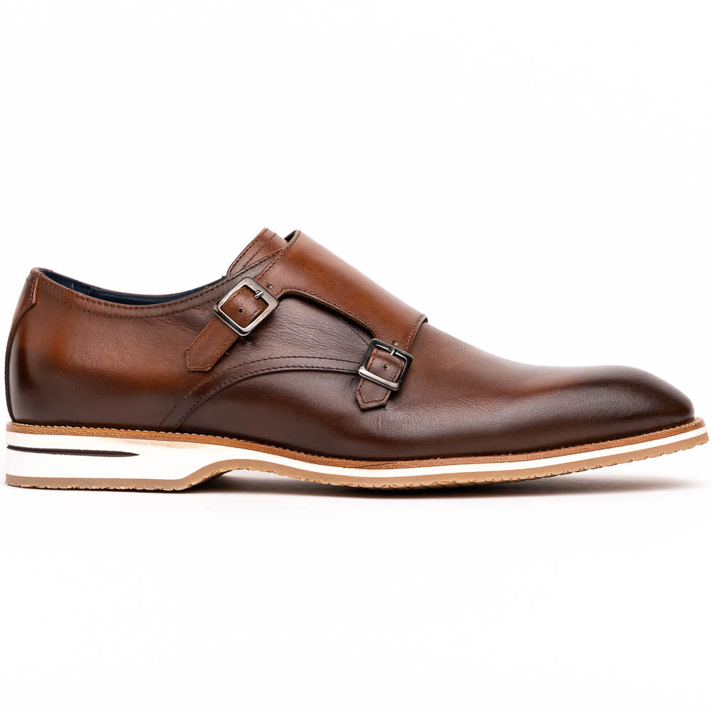 Zelli Legerra Calfskin Double Monkstrap Shoes Brown