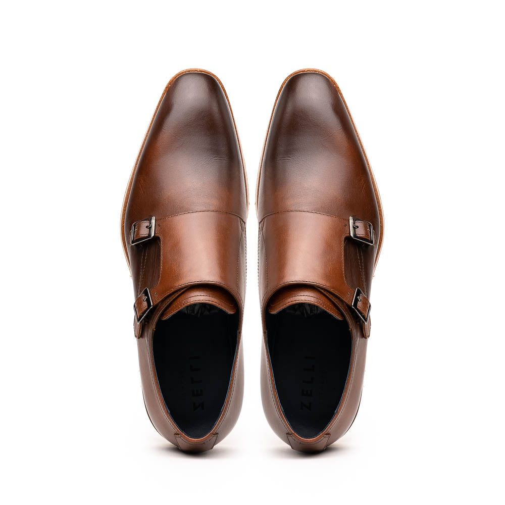 Zelli Legerra Calfskin Double Monkstrap Shoes Brown (55-103-BRN)