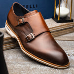 Zelli Legerra Calfskin Double Monkstrap Shoes Brown (55-103-BRN)