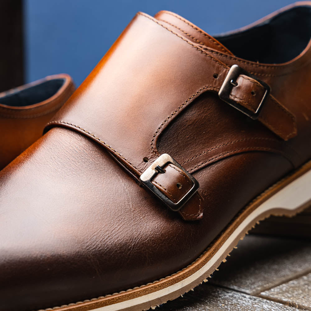 Zelli Legerra Calfskin Double Monkstrap Shoes Brown (55-103-BRN)