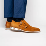 Zelli Legerra Suede Monk Strap Shoes Cognac (56-100-CGN)