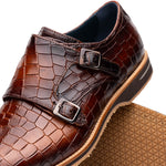 Zelli Legerra Hand Burnished Crocodile Print Monk Strap Cognac (55-112-CGN)