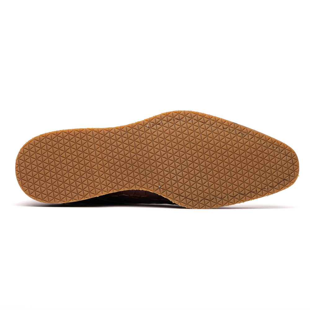 Zelli Legerra Hand Burnished Crocodile Print Monk Strap Cognac (55-112-CGN)