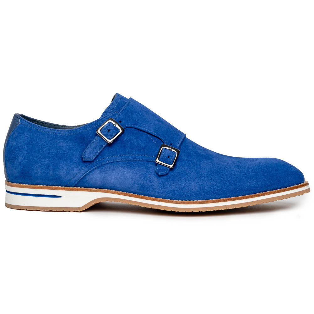 Zelli Legerra Suede Monk Strap Shoes Blue
