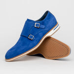 Zelli Legerra Suede Monk Strap Shoes Blue (56-100-BLU)