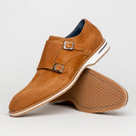 Zelli Legerra Suede Monk Strap Shoes Cognac (56-100-CGN)