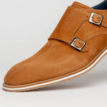 Zelli Legerra Suede Monk Strap Shoes Cognac (56-100-CGN)