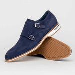 Zelli Legerra Suede Goatskin Double Monkstrap Shoes Navy (56-100-NVY)