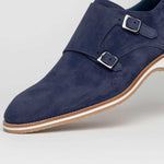 Zelli Legerra Suede Goatskin Double Monkstrap Shoes Navy (56-100-NVY)