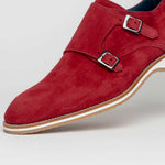 Zelli Legerra Suede Goatskin Double Monkstrap Shoes Red (56-100-RED)