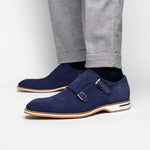 Zelli Legerra Suede Goatskin Double Monkstrap Shoes Navy (56-100-NVY)