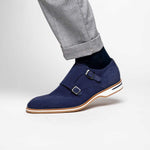 Zelli Legerra Suede Goatskin Double Monkstrap Shoes Navy (56-100-NVY)