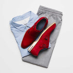 Zelli Legerra Suede Goatskin Double Monkstrap Shoes Red (56-100-RED)