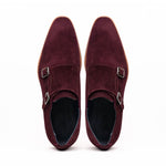 Zelli Legerra Suede Goatskin Double Monkstrap Shoes Bordeaux (56-105-BDX)