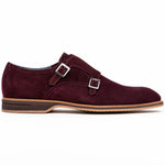 Zelli Legerra Suede Goatskin Double Monkstrap Shoes Bordeaux