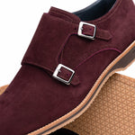 Zelli Legerra Suede Goatskin Double Monkstrap Shoes Bordeaux (56-105-BDX)