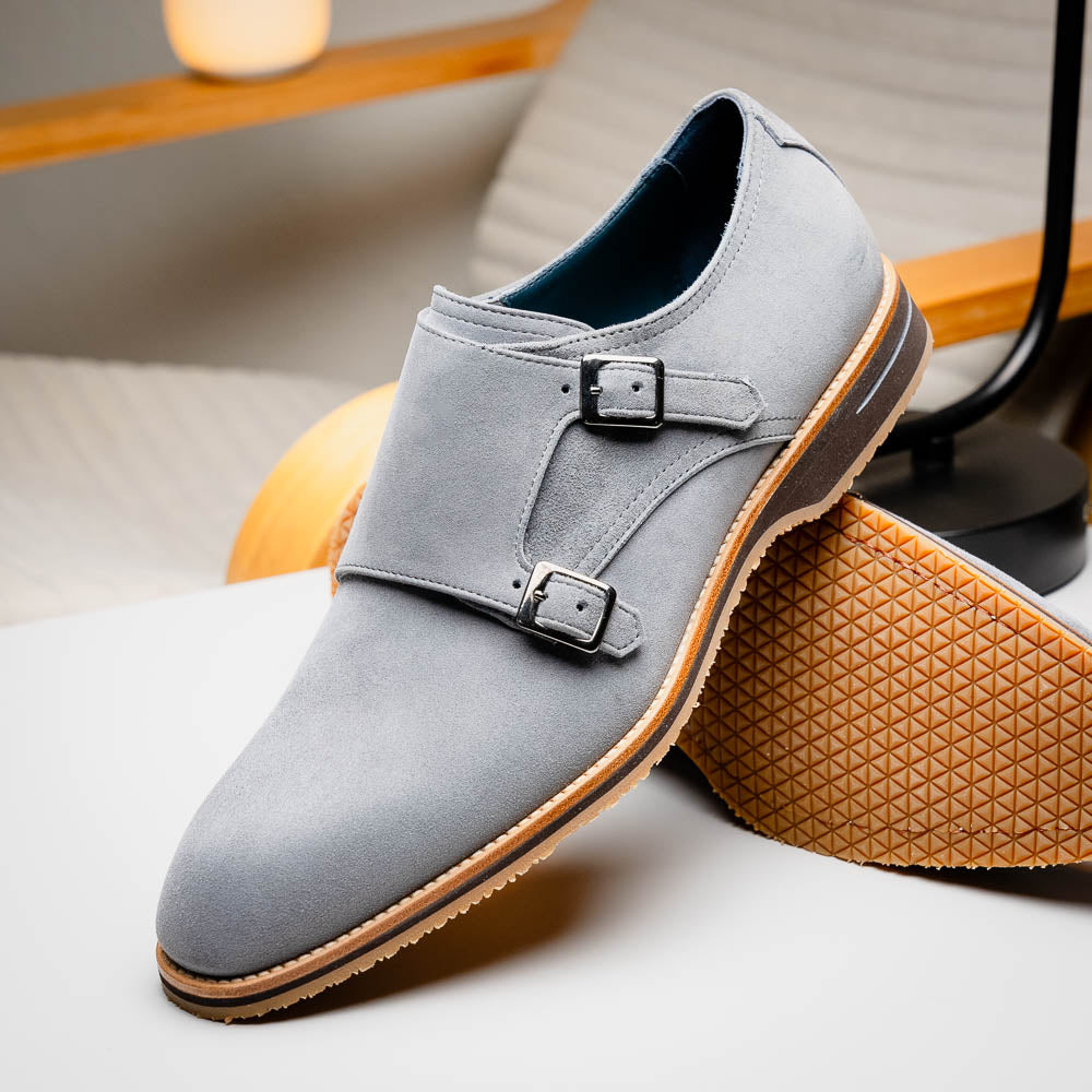 Zelli Legerra Goat Suede Monk Strap Grey (56-105-GRY)