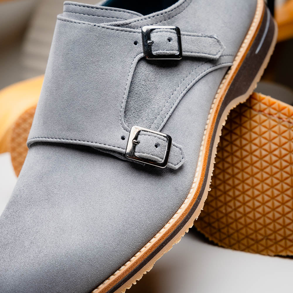 Zelli Legerra Goat Suede Monk Strap Grey (56-105-GRY)