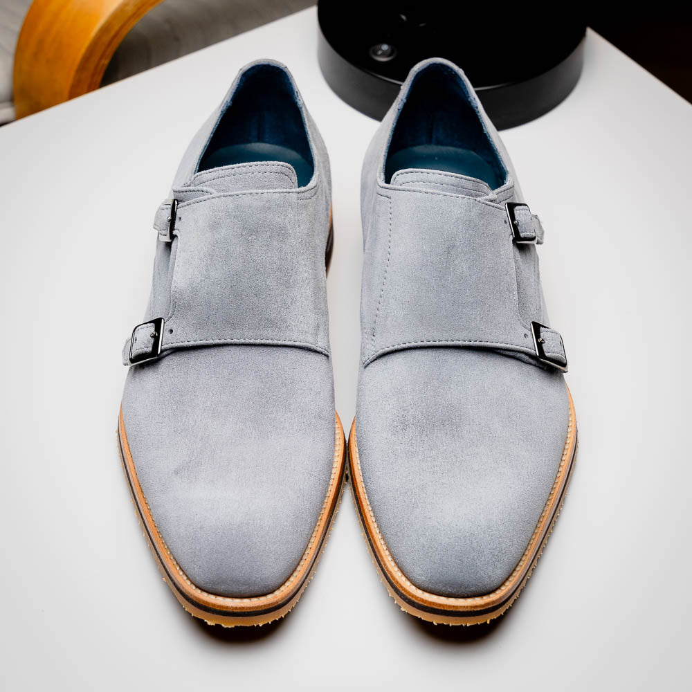 Zelli Legerra Goat Suede Monk Strap Grey (56-105-GRY)